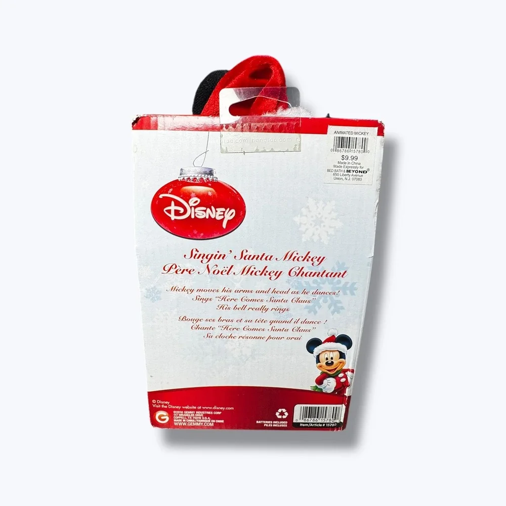 Disney Gemmy Animated Singing Santa Mickey Mouse Christmas Plush NEW 2010